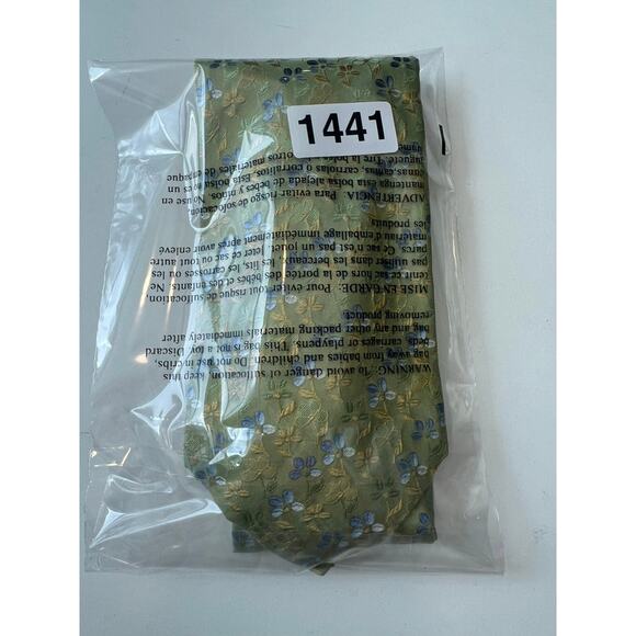 Kolte Couture Italy Silk Men's Neck Tie Green Blue Spring Floral SG - Picture 8 of 8